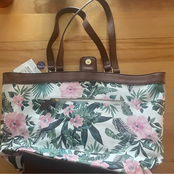 Liz Claiborne aloha tote bag tropical lush purse BNWT vacation palm trees - Picture 5 of 11